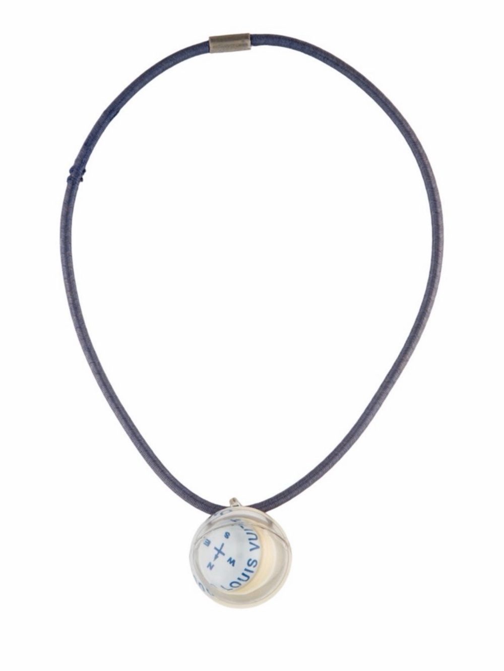 Louis Vuitton Clear Resin Compass Pendant Necklace in Blue and Cream - Picture 2 of 4
